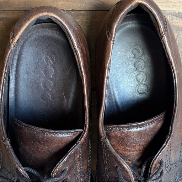Ecco Men's Melbourne Wing Tip Oxford Shoes Sz 8 Cocoa Brown Office Comfort EUC - Picture 3 of 13